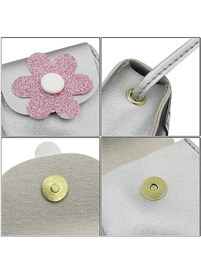 Little Crossbody Bag Purse Mini Single-Shoulder Bag Handbag Pouch Coin Purse for Women Girls Toddler,Silver Flower Purse  - Image 5