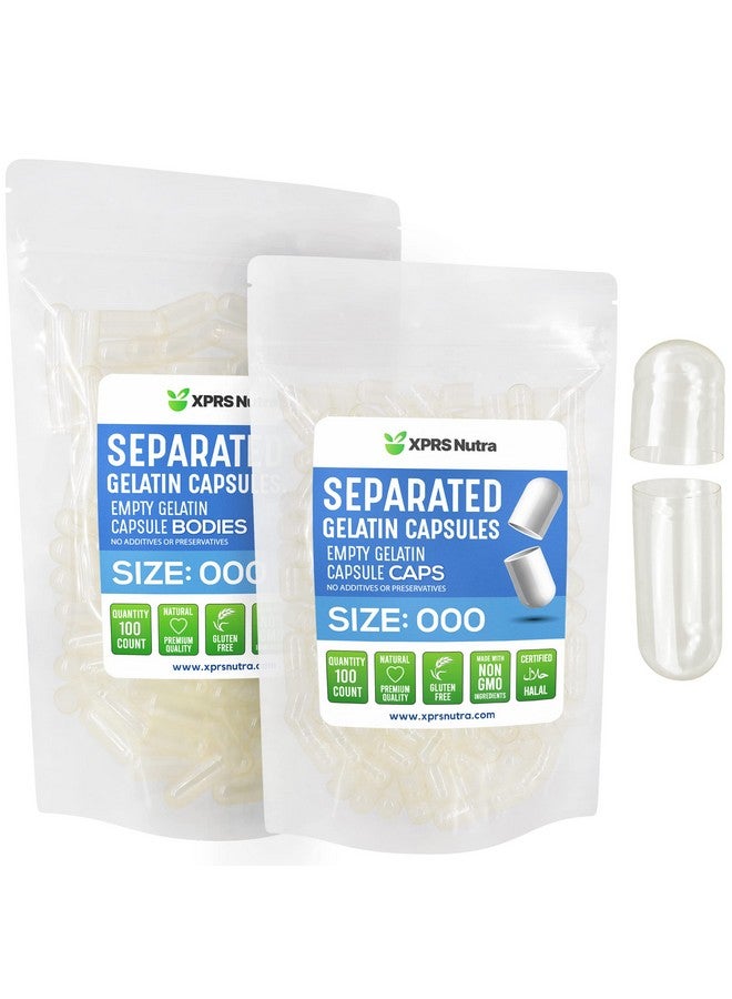 XPRS Nutra Separated Capsules Size 000-100 Count Large Empty Gelatin Capsules Separated in Bags - Premium Clear Empty Capsules - Empty 000 Capsules - Pill Capsules Empty for DIY Supplement Filling - Image 1
