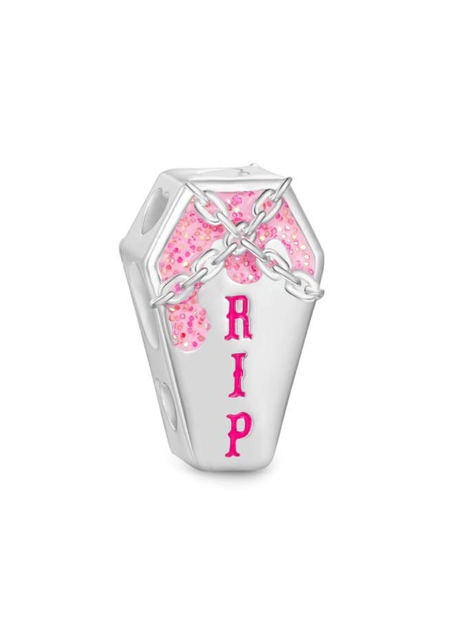 GNOCE Halloween Pink Coffin Charm Sterling Silver Bead Halloween Charm Fit Bracelet/Necklace for Women Girls Wife Daughter/Jewelry Gift - Image 2