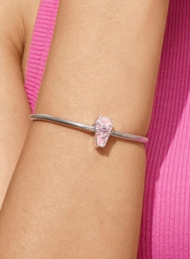 GNOCE Halloween Pink Coffin Charm Sterling Silver Bead Halloween Charm Fit Bracelet/Necklace for Women Girls Wife Daughter/Jewelry Gift - Image 5