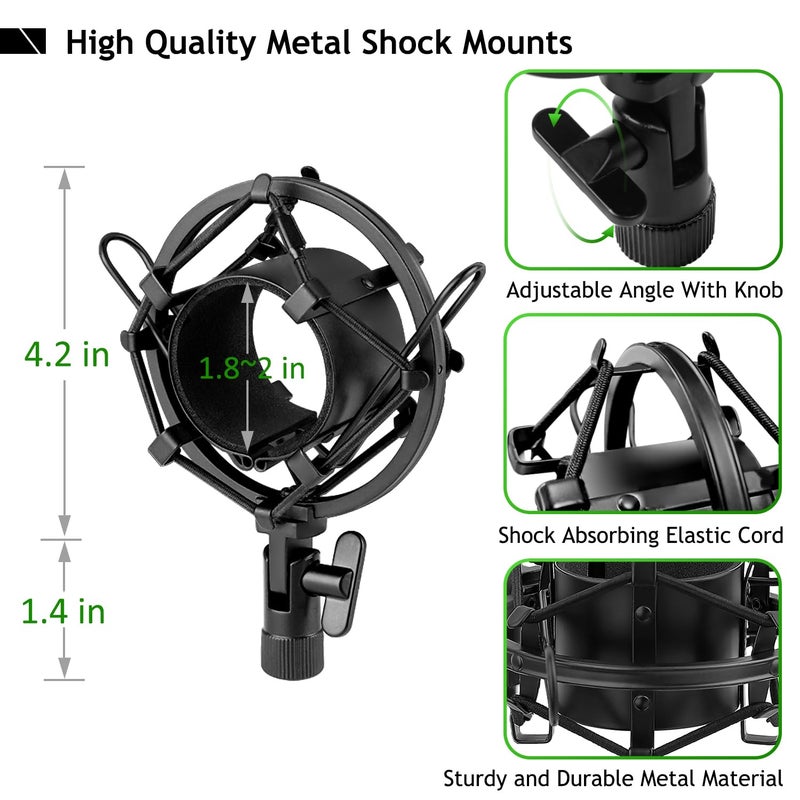Frgyee Upgraded AT2020 Desktop Mic Stand, Adjustable Mic Stand Desk with Shock Mount and Foam Windscreen for Audio Technica AT2020 AT2020USB+ AT2035 ATR2500 Condenser Mic - Image 4