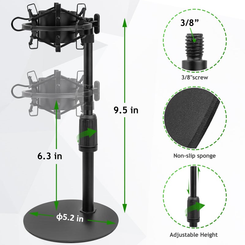 Frgyee Upgraded AT2020 Desktop Mic Stand, Adjustable Mic Stand Desk with Shock Mount and Foam Windscreen for Audio Technica AT2020 AT2020USB+ AT2035 ATR2500 Condenser Mic - Image 3