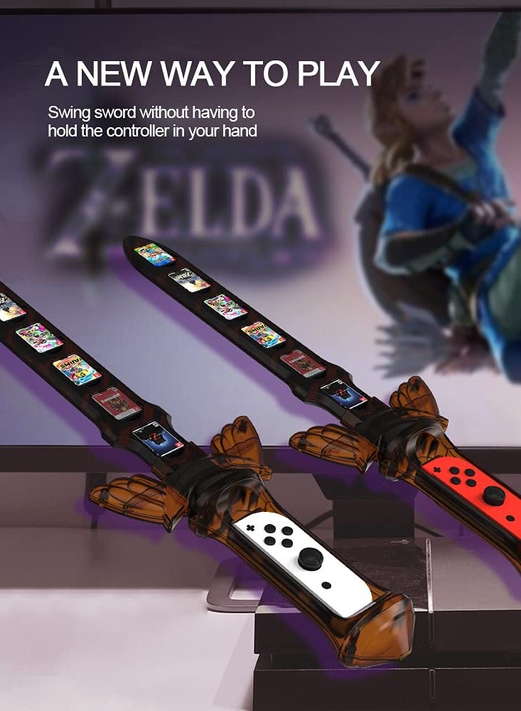 SOLARAE Compatible with Switch Sports Accessories, Gaming Sword Compatible with Switch Sports Chambara (Swordplay)/The Legend of Zelda: Sky Sword HD, for Joycon Right Controller with 12 Game Card Slots - Image 3