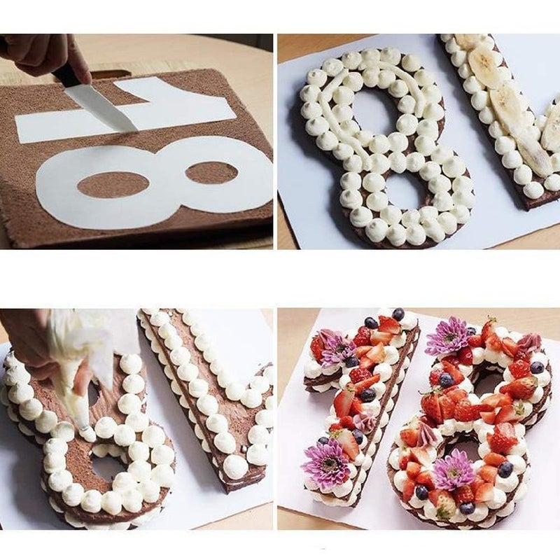 Ayatis Choco 09 Numeral Cake Tins Molds 10 Inch Arabic Number Cake Maker Decorative Fillings Layered Cake Baking Tools for DIY Wedding Birthday Anniversary White - Image 3
