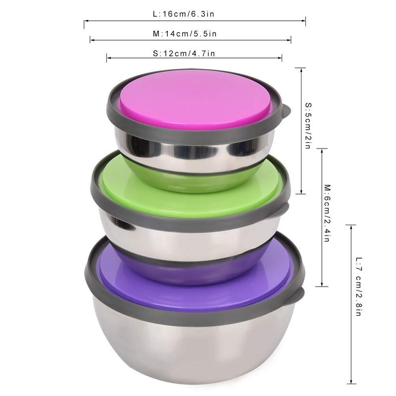 klarako Stainless Steel Mixing Bowls Set Airtight Food Airtight Sealed Lid, Nested Food Box Container for Cooking Baking Prepping Food - Image 4