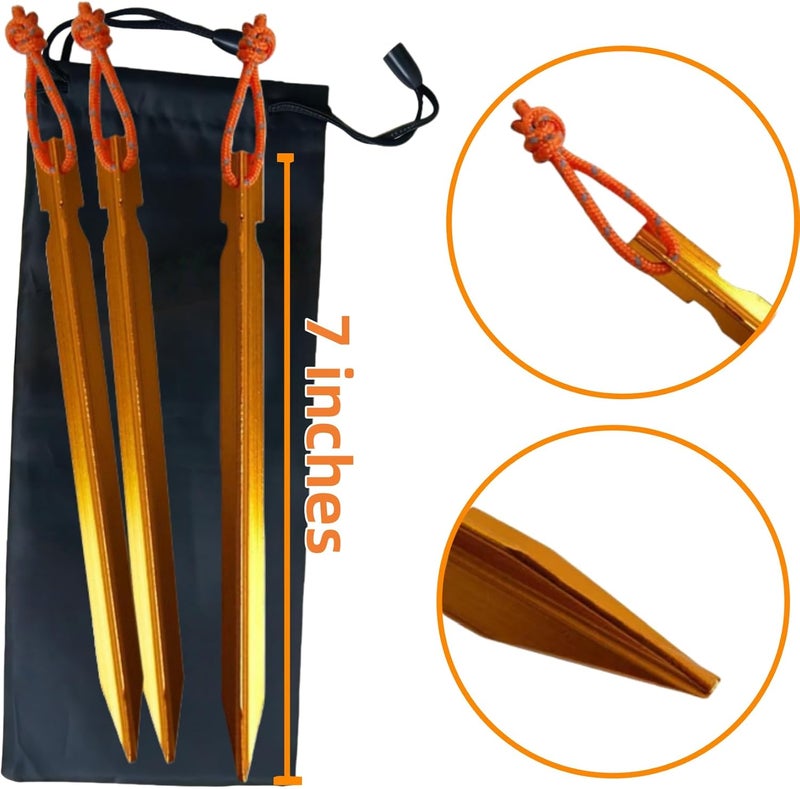 All one tech 12 Pack Tent Stakes, 7075 Ground Metal Camping Aluminum Tent Pegs, Lightweight Tent Stakes Heavy Duty Spikes Camping Accessories - Image 3