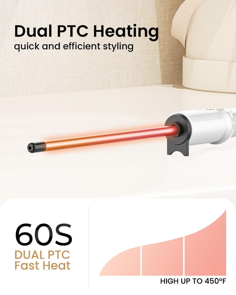 Hoson Small Curling Wand 3/8 Inch, Thin Curling Wand for Short Hair, 9mm Ceramic Long Barrel with Adjustable Temperature - Image 3