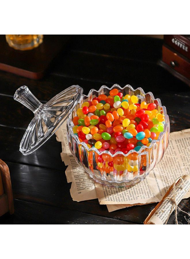 WHJY 18oz Candy Dish with Lid Decorative Covered Candy Bowl Glass Candy Dish for Office Home Amber Crystal Candy Dish for Snacks Chocolates Nuts Seasonal Candies - Image 5