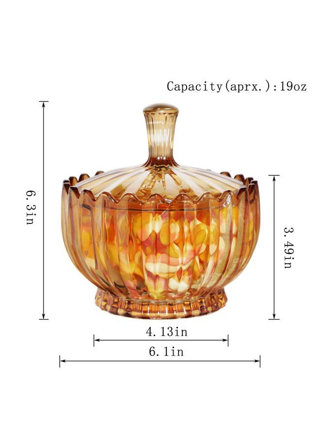WHJY 18oz Candy Dish with Lid Decorative Covered Candy Bowl Glass Candy Dish for Office Home Amber Crystal Candy Dish for Snacks Chocolates Nuts Seasonal Candies - Image 2