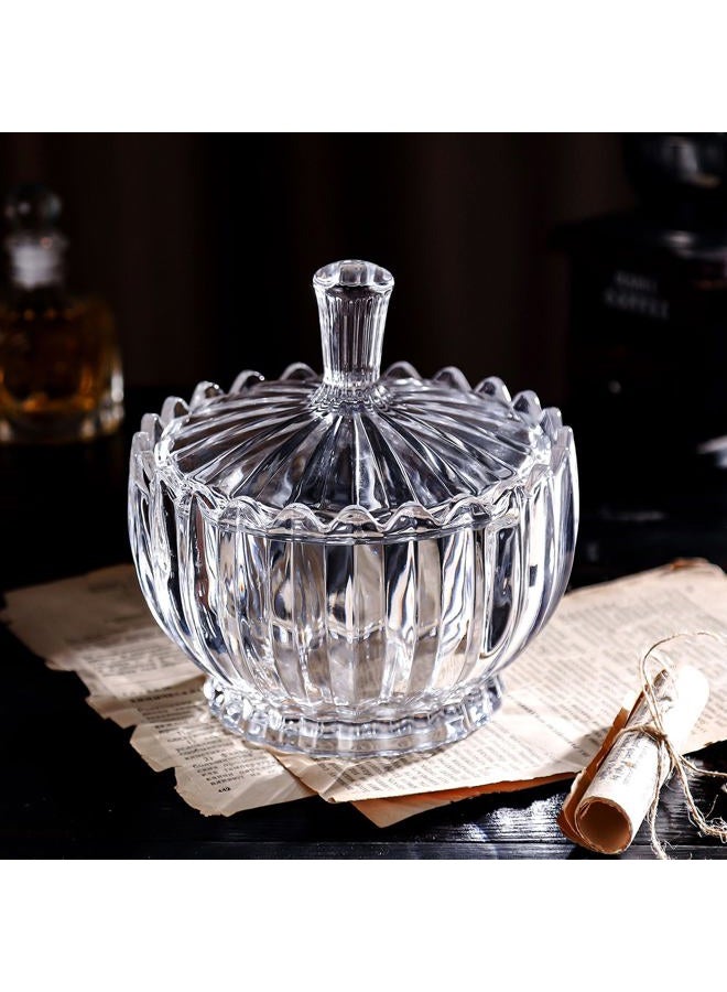 WHJY 18oz Candy Dish with Lid Decorative Covered Candy Bowl Glass Candy Dish for Office Home Amber Crystal Candy Dish for Snacks Chocolates Nuts Seasonal Candies - Image 3