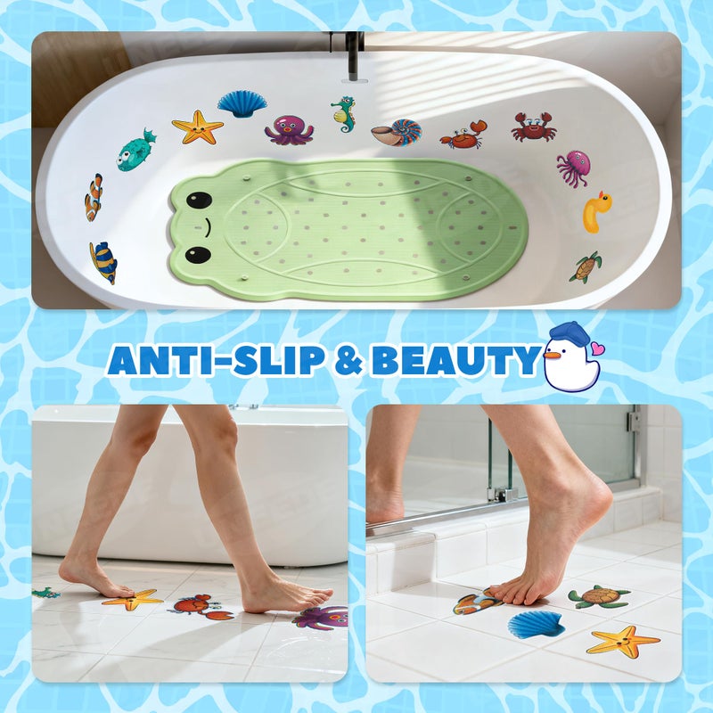 UNEEDE Kids Bathtub Mat with 24PCS Non Slip Bathtub Stickers, Non Slip Shower Mat for Toddlers, Washable Anti Slip Tub Surface, Soft Rubber Mat for Bathtub Shower, Waterproof Essentials - Image 5