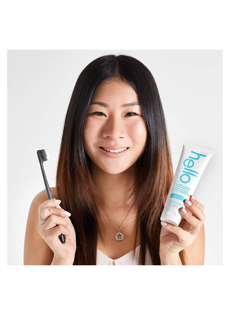 Hello معجون أسنان Hello Goodbye Plaque Hello Whitening الخالي من الفلورايد بنكهة النعناع الطبيعي 98 مل  - Image 5