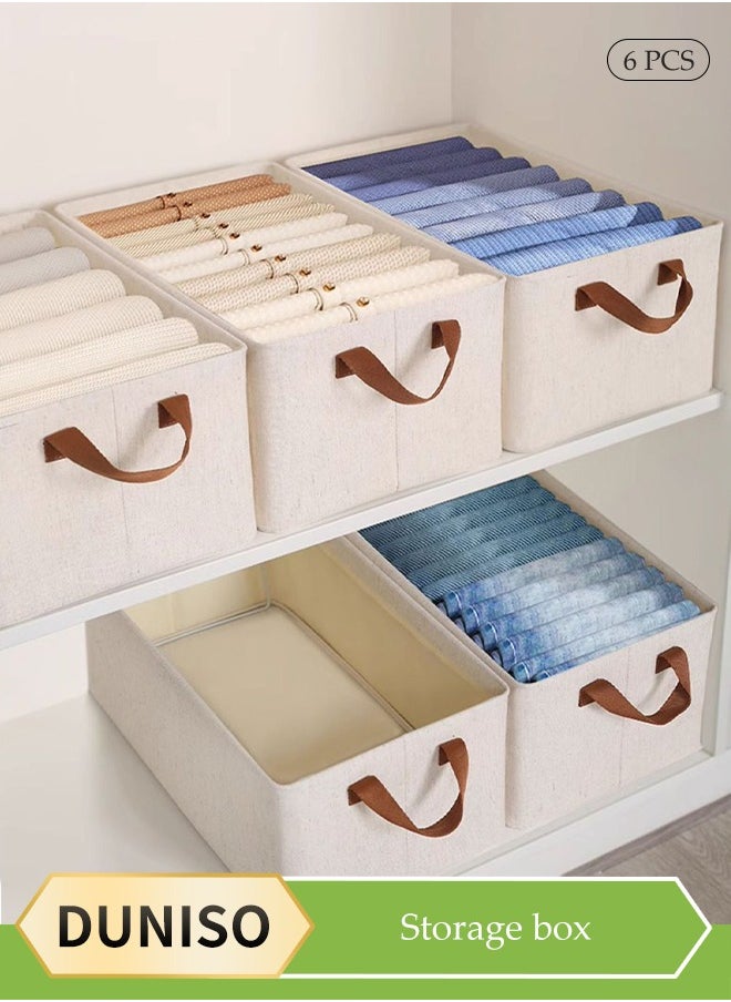 DUNISO - 6 Pcs Wardrobe Clothes Organizer,Drawer Organizers and Storage，Drawer Organizers with Handle， Foldable Closet Organizer，Moisture and Mold Prevention，Sturdy and Durable，for Organizing Clothing Jeans Toys Book Shelves Closet Wardrobe，47 * 28 * 20cm - Image 1
