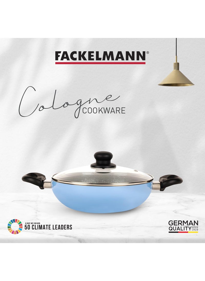 FACKELMANN Fackelmann 24 CM Frying Pan with Lid, Nonstick | Cologne Range | 3 Layer Non Stick Greblon Coating | Riveted Handles for Strong Hold | Ideal for Searing, Frying, Sauteing, Braising  - Image 5