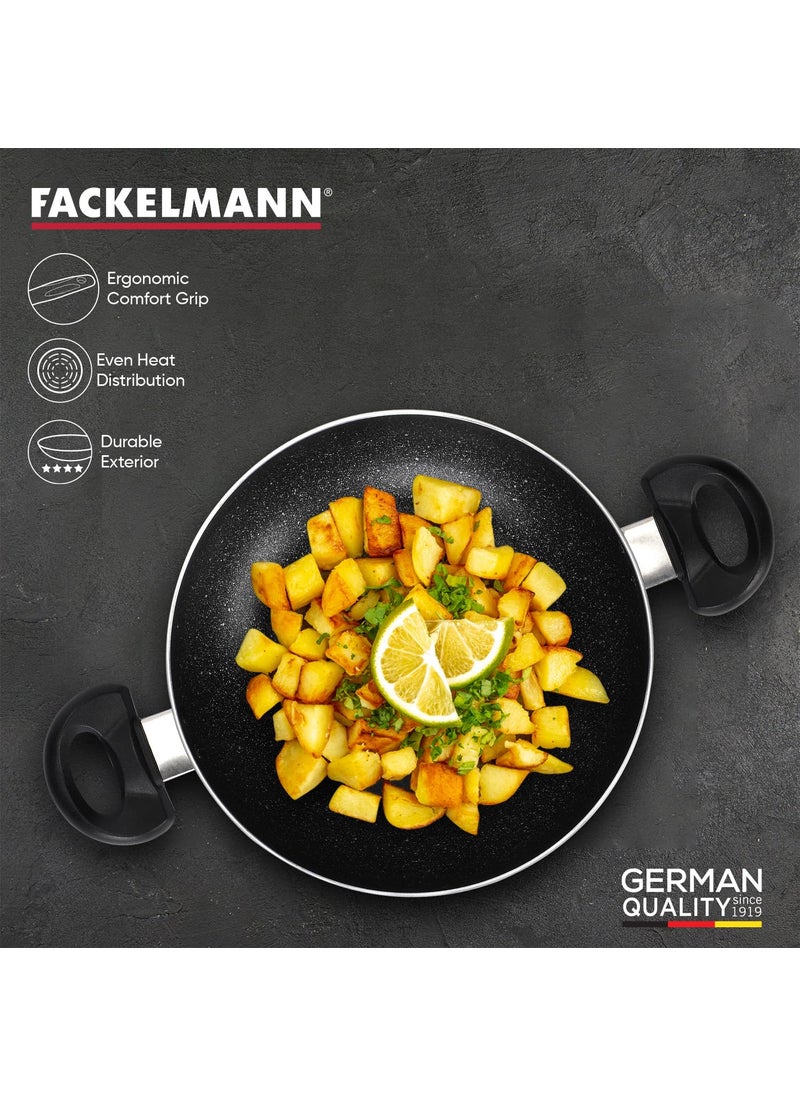 FACKELMANN Fackelmann 24 CM Frying Pan with Lid, Nonstick | Cologne Range | 3 Layer Non Stick Greblon Coating | Riveted Handles for Strong Hold | Ideal for Searing, Frying, Sauteing, Braising  - Image 4