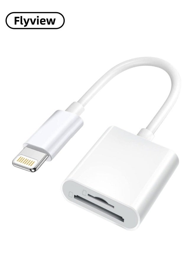 SD Card Reader for iPhone/iPad, 2 in 1 Dual Slot Lightning to SD/TF Card Camera Memory Card Reader Adapter for iPhone 14/13/12/11/X/XS/XR/8/7 iPad,Quickly Transfer Photos Videos