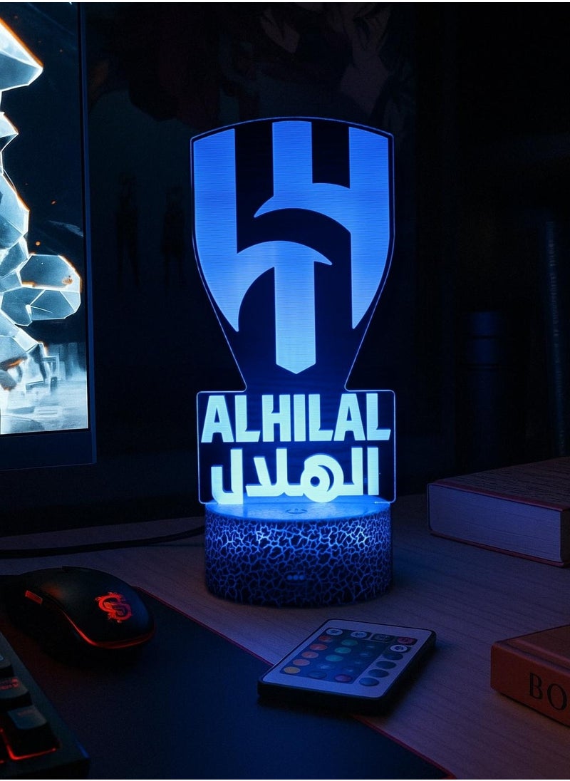 Al Hilal 3D Night Light LED Lamp Table Lamp Football Illusion Lamp Remote Control Touch 16 Colors Changing Timer Function Football Gifts SPL League