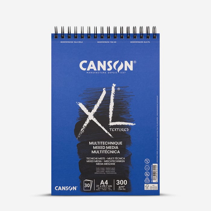 Canson® XL® Mixed Media Spiral Pad, A4, 300gsm, Textured, 30 Sheets