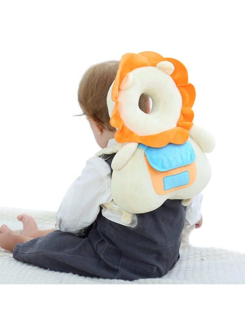 Head Safety Protector Pad for Baby Toddler Walker,Infant Talking Head Protection Backpack Cushion Yellow Lion - Image 1