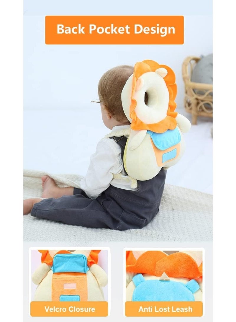 Head Safety Protector Pad for Baby Toddler Walker,Infant Talking Head Protection Backpack Cushion Yellow Lion - Image 5