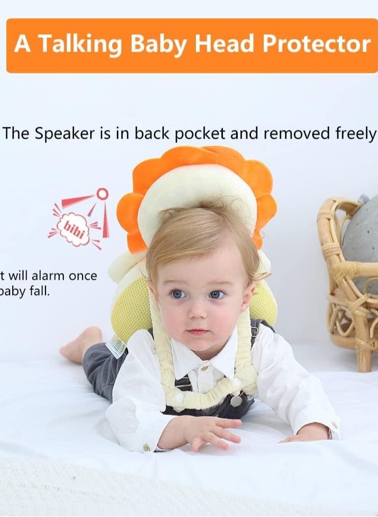 Head Safety Protector Pad for Baby Toddler Walker,Infant Talking Head Protection Backpack Cushion Yellow Lion - Image 3