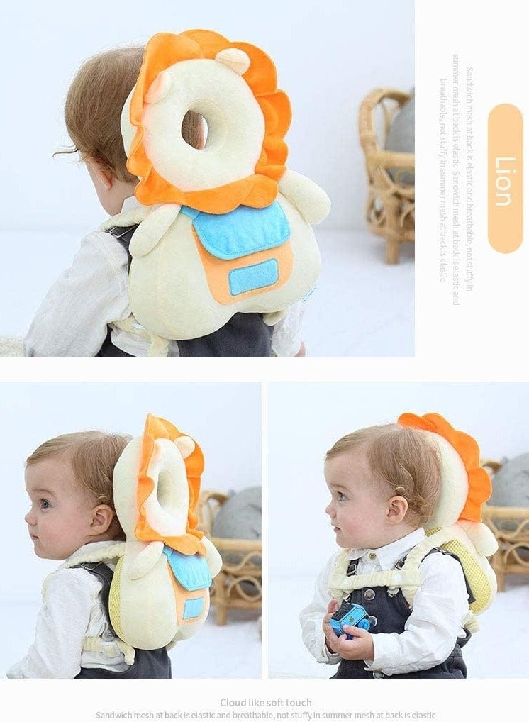 Head Safety Protector Pad for Baby Toddler Walker,Infant Talking Head Protection Backpack Cushion Yellow Lion - Image 4