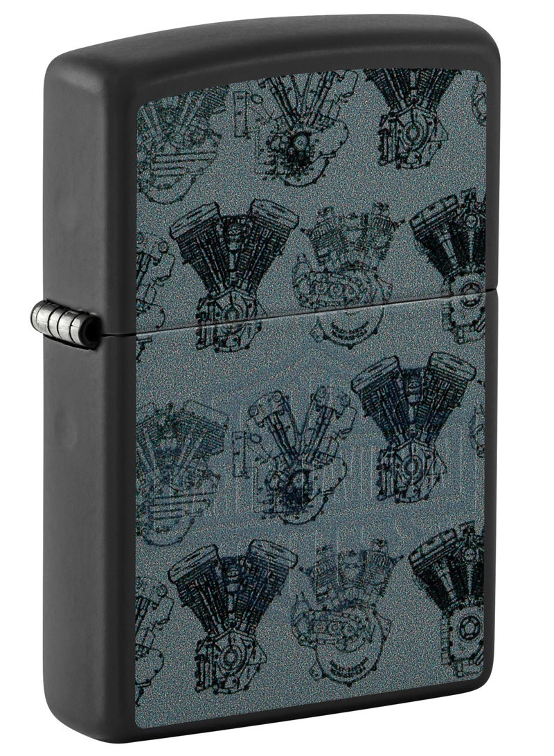 Zippo 48600 218 ولاعة هارلي ديفيدسون سوداء مات مقاومة للرياح بشعار الضوء الأسود - Image 1