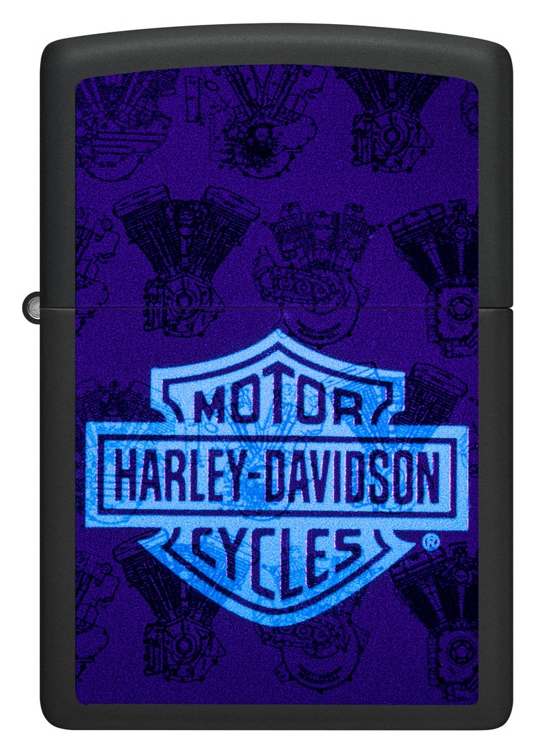 Zippo 48600 218 ولاعة هارلي ديفيدسون سوداء مات مقاومة للرياح بشعار الضوء الأسود - Image 2