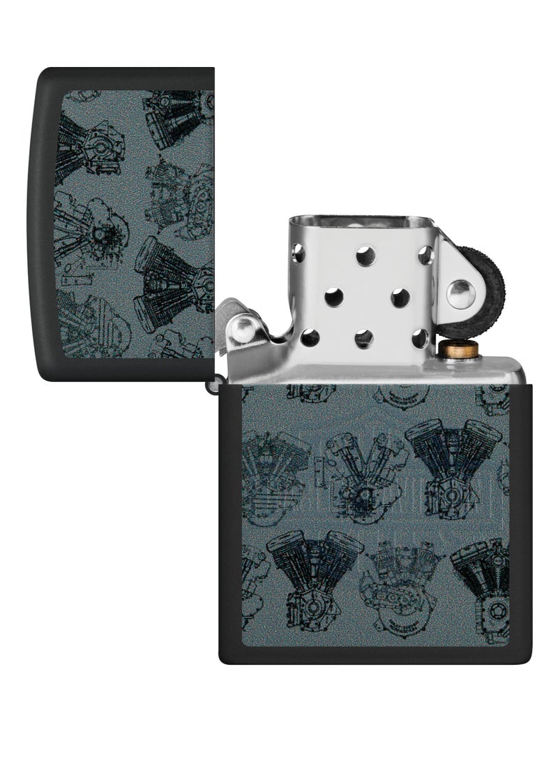 Zippo 48600 218 ولاعة هارلي ديفيدسون سوداء مات مقاومة للرياح بشعار الضوء الأسود - Image 4