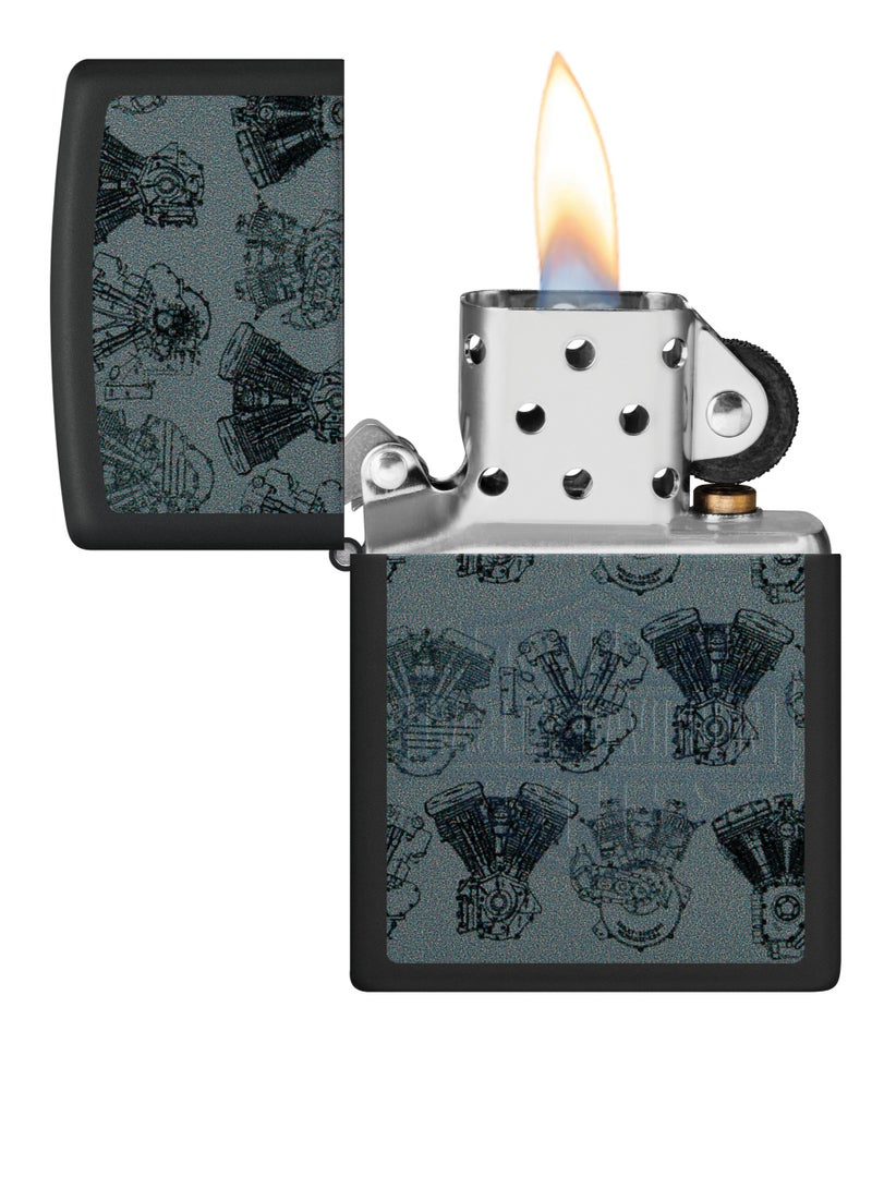 Zippo 48600 218 ولاعة هارلي ديفيدسون سوداء مات مقاومة للرياح بشعار الضوء الأسود - Image 3