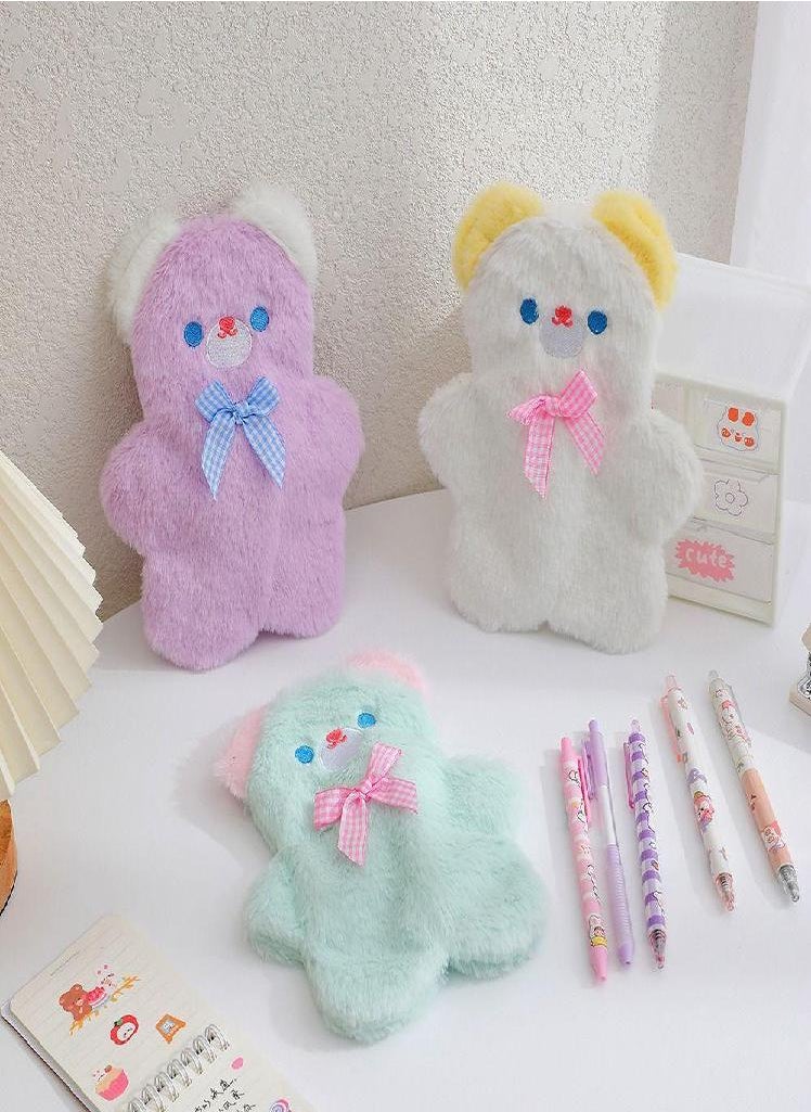 Eckek - Kawaii Korean Style Plush Pencil Bags Desktop Storage Bag Bear Pencil Pouch Student Storage Bag - Image 1