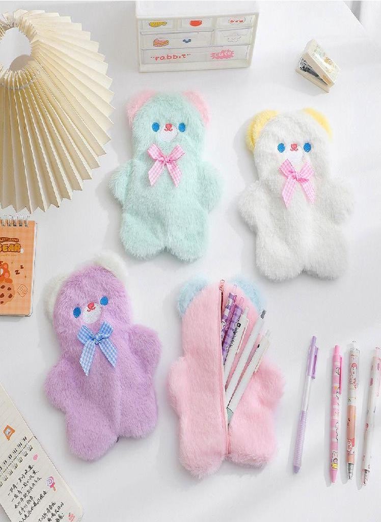 Eckek - Kawaii Korean Style Plush Pencil Bags Desktop Storage Bag Bear Pencil Pouch Student Storage Bag - Image 1
