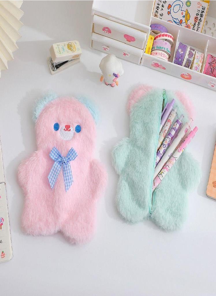 Eckek - Kawaii Korean Style Plush Pencil Bags Desktop Storage Bag Bear Pencil Pouch Student Storage Bag - Image 1
