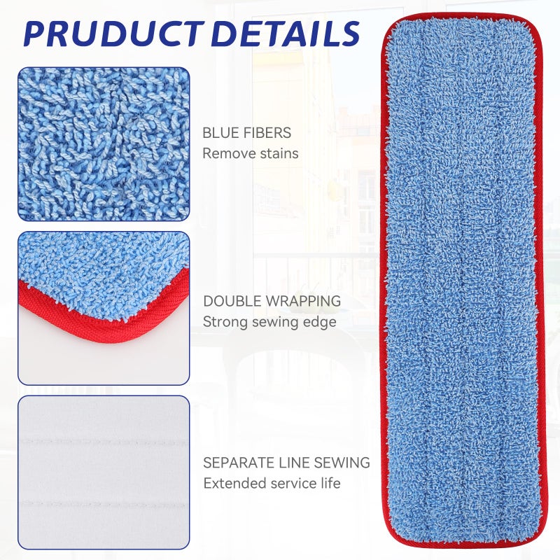 BeiLan Replacement Microfiber Pad for Rubbermaid Commercial 18.5 Inch Mop Head - 6 Pack Wet & Dry Commercial Cleaning Refills Reusable Mops Refills Fit for Any Microfiber Flat Mop System 18.5" - Image 3