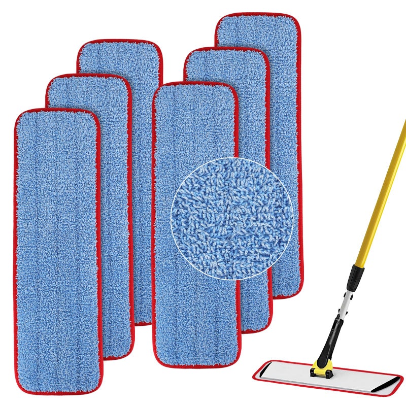 BeiLan Replacement Microfiber Pad for Rubbermaid Commercial 18.5 Inch Mop Head - 6 Pack Wet & Dry Commercial Cleaning Refills Reusable Mops Refills Fit for Any Microfiber Flat Mop System 18.5" - Image 1