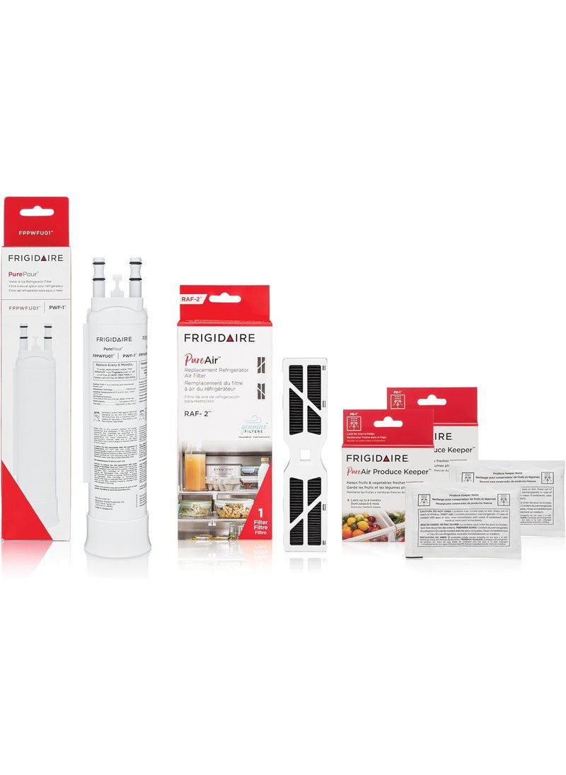 FRIGIDAIRE Frigidaire PurePour PWF1 FPPWFU01  PureAir RAF2 FRGPAAF2  2 pcs PK1 FRPAPKRF Water  Air Filter Combo 