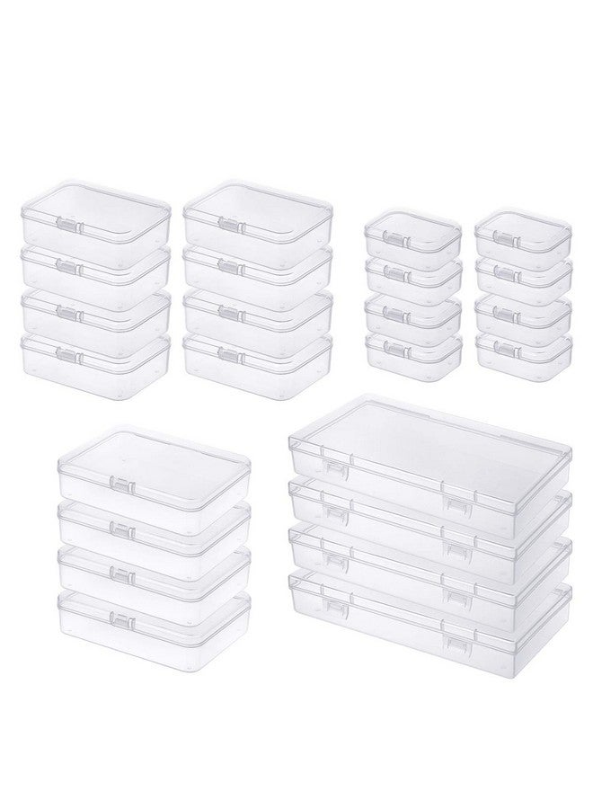 Goodma 24 Pieces Mixed Sizes Rectangular Empty Mini Clear Plastic Organizer Storage Box Containers With Hinged Lids For Small Items And Other Craft Projects - Image 1