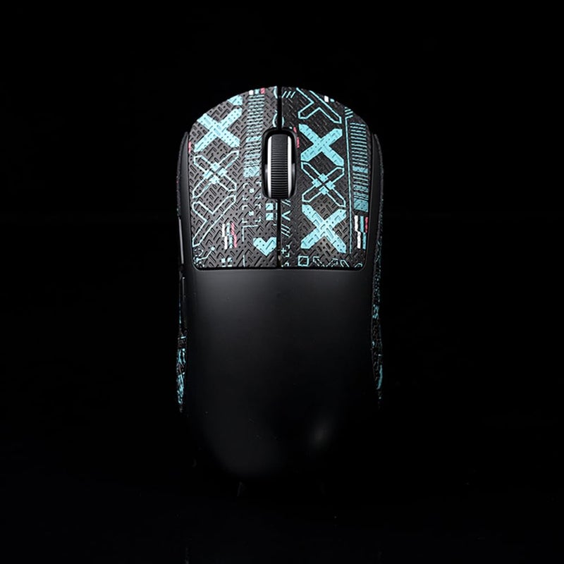 Hokeyio Anti-Slip Grip Tape for Logitech G Pro X Superlight 1 & 2 | Pre-Cut Leather Mouse Skins | Sweat-Absorbent & Easy Installation Printsteam Black Blue 0.5mm - Image 5