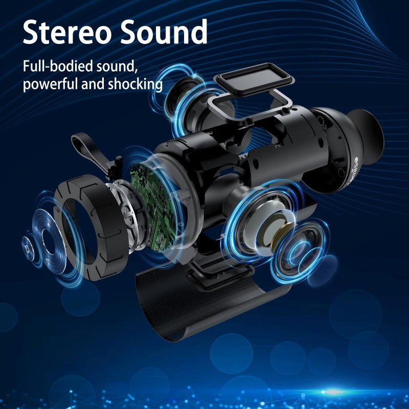 comiso مكبر صوت بلوتوث محمول، مكبر صوت مقاوم للماء IPX5 مع صوت محيطي HD بزاوية 360°، باس قوي، اقتران TWS لاسلكي، 24 ساعة من وقت التشغيل، مكبر صوت لاسلكي للمنزل/الخارج/التخييم/الشاطئ، هدية عيد ميلاد - Image 2