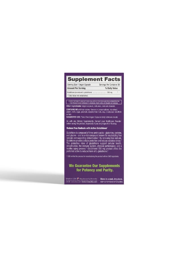 iRemedies iGlutathione 500mg - Antioxidant Support for Skin Brightening, Detox, and Immune Health - 30 Vegan Capsules - Image 4