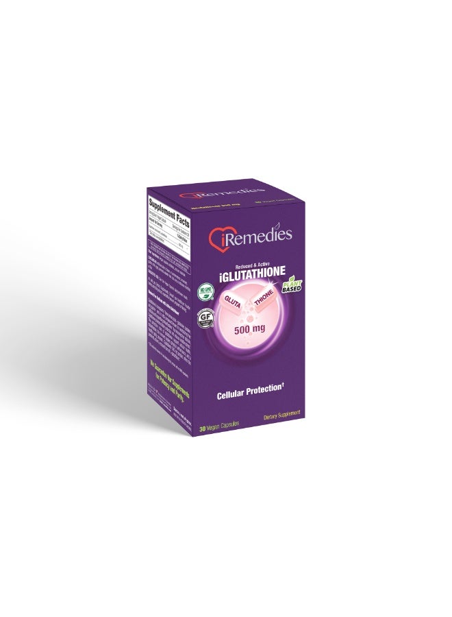 iRemedies iGlutathione 500mg - Antioxidant Support for Skin Brightening, Detox, and Immune Health - 30 Vegan Capsules - Image 2