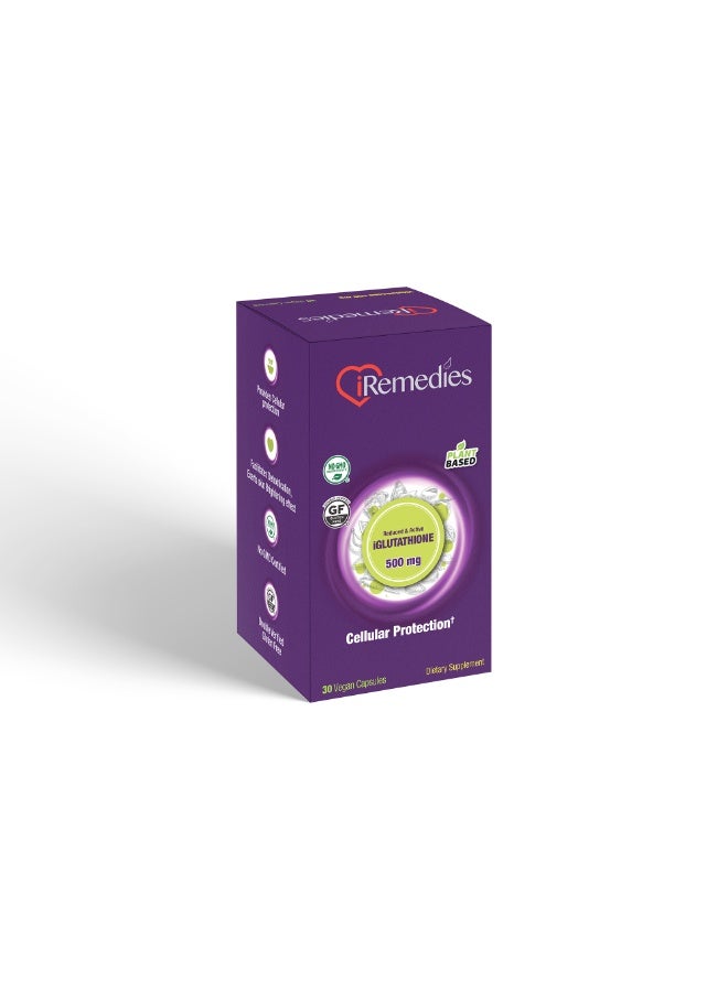 iRemedies iGlutathione 500mg - Antioxidant Support for Skin Brightening, Detox, and Immune Health - 30 Vegan Capsules - Image 3