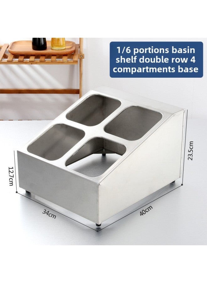 Stainless Steel Portion Pot Rack Jam Sauce Box Special Tools For Milk Tea Shop Score Box Small Material Box Split Shelf-Color:Double-row 4-bay Base  - Image 1