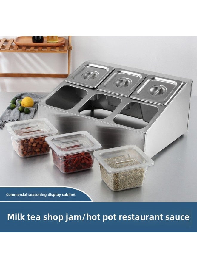 Stainless Steel Portion Pot Rack Jam Sauce Box Special Tools For Milk Tea Shop Score Box Small Material Box Split Shelf-Color:Double-row 4-bay Base  - Image 2