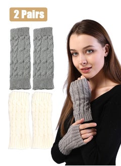 Fingerless Hand Warmer Skeleton Gloves, KASTWAVE Women Winter Warm Knit Fingerless Gloves Hand Crochet Thumbhole Arm Warmers Mittens, Hand Warmers for Women
