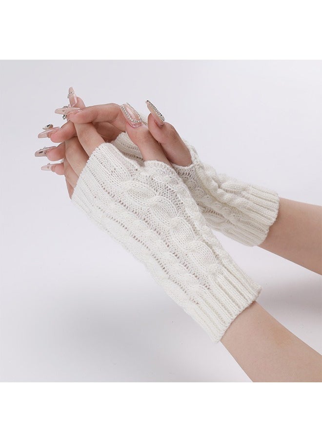 GMORO - Fingerless Hand Warmer Skeleton Gloves, KASTWAVE Women Winter Warm Knit Fingerless Gloves Hand Crochet Thumbhole Arm Warmers Mittens, Hand Warmers for Women - Image 1