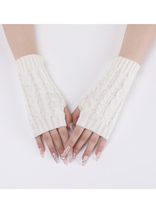 GMORO - Fingerless Hand Warmer Skeleton Gloves, KASTWAVE Women Winter Warm Knit Fingerless Gloves Hand Crochet Thumbhole Arm Warmers Mittens, Hand Warmers for Women - Image 1