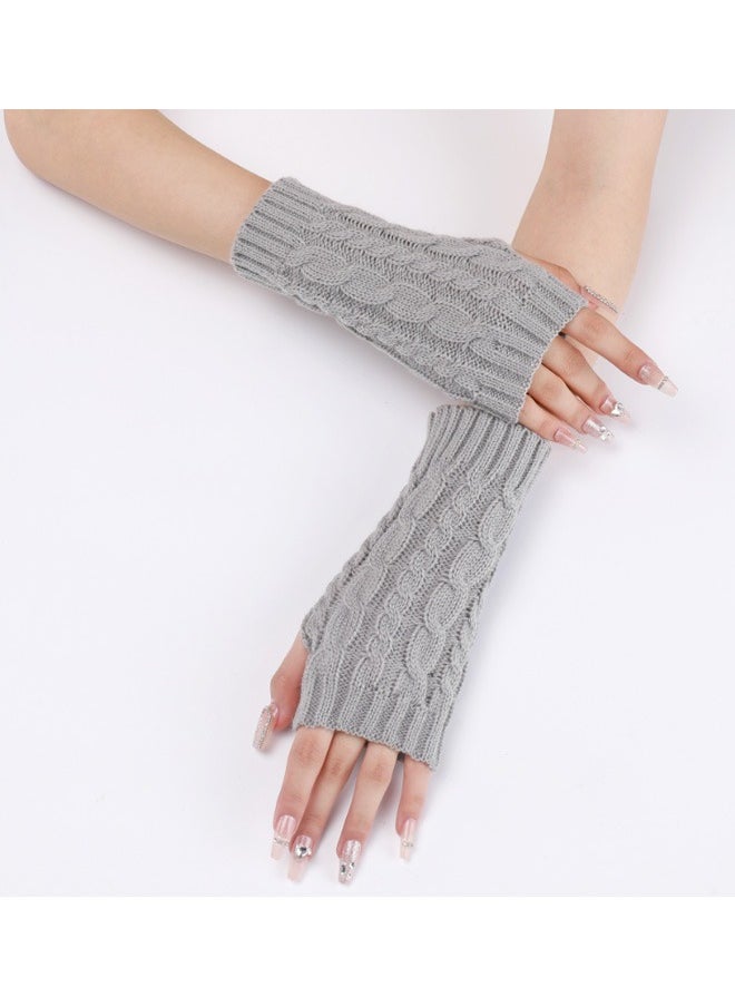 GMORO - Fingerless Hand Warmer Skeleton Gloves, KASTWAVE Women Winter Warm Knit Fingerless Gloves Hand Crochet Thumbhole Arm Warmers Mittens, Hand Warmers for Women - Image 1