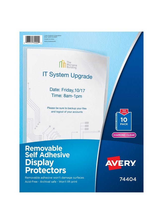 افيري واقيات شاشات الاتصال ذاتية اللصق من Avery للحائط والباب، 10 أكمام شفافة (74404) - Image 1