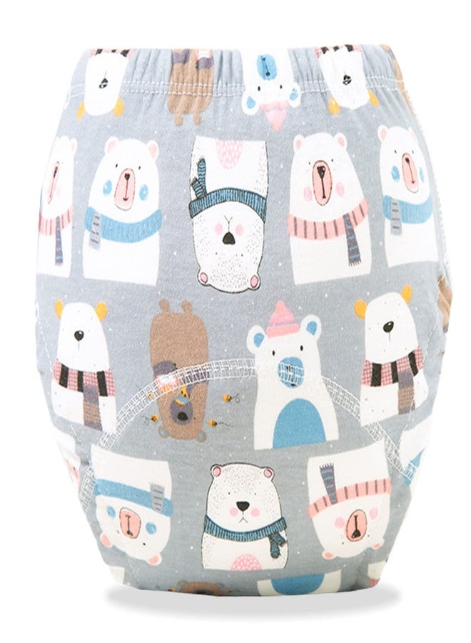 بيمبيكا سراويل تدريب الأطفال على استخدام المرحاض من بيمبيكا، سراويل تدريب قطنية للأطفال، ملابس داخلية مبطنة مقاومة للماء وجيدة التهوية للأطفال الصغار (وشاح دب) (مقاس متوسط) - Image 1